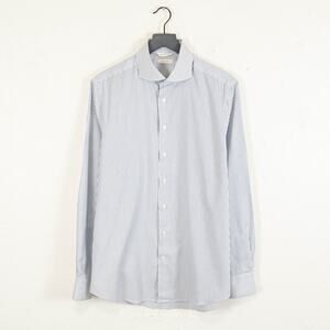 Suitsupply Slim fit Traveller Button up Shirt White blue striped sz 16 41